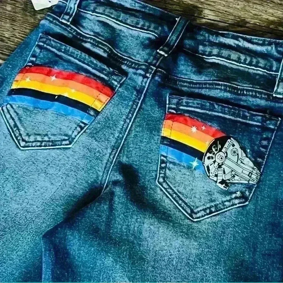 Her Universe Denim - Star Wars Her Universe Flare Bell Bottom Jeans Womens Size 0  New Rainbow Falcon